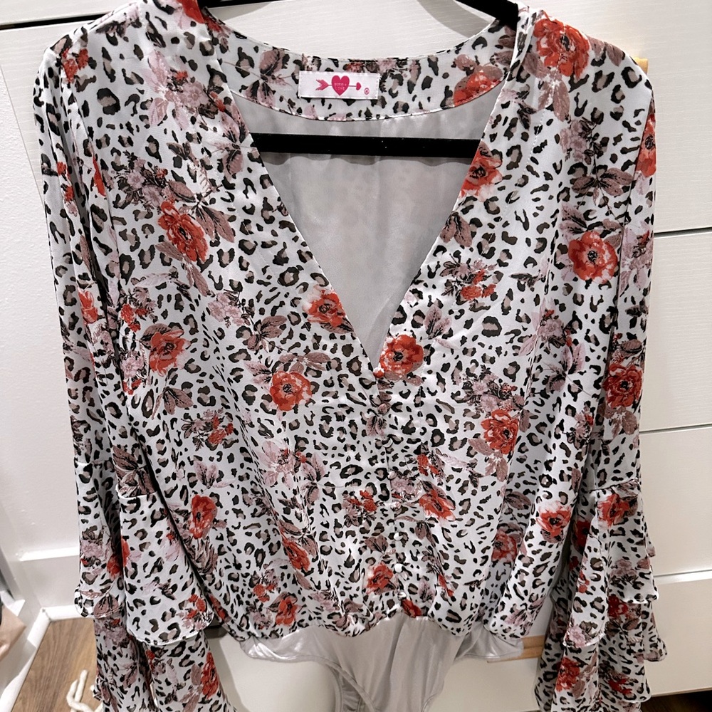 Buddy Love Bell Sleeve Printed Bodysuit